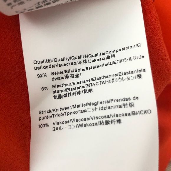 BOSS Hugo Boss Istora Fine Stretch Silk Shell Top in Dark Marigold Orange sz 10 - Picture 12 of 14